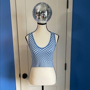 Aeropostale Blue and White Checkerboard Crop Tank